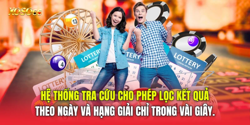 Hệ thống tra cứu cho phép lọc kết quả theo ngày và hạng giải chỉ trong vài giây. Hệ thống tra cứu cho phép lọc kết quả theo ngày và hạng giải chỉ trong vài giây.
