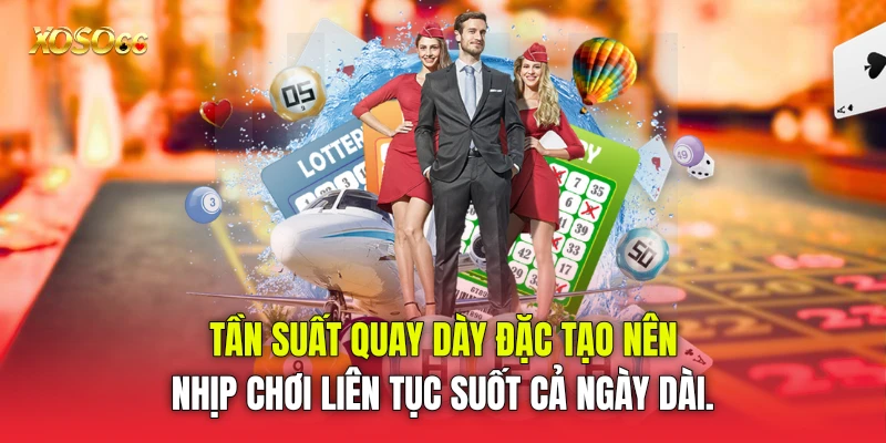 Tần suất quay dày đặc tạo nên nhịp chơi liên tục suốt cả ngày dài. Tần suất quay dày đặc tạo nên nhịp chơi liên tục suốt cả ngày dài.